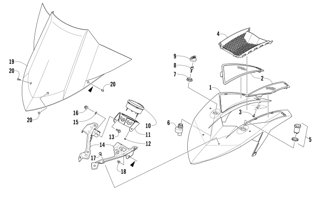 Parts Diagram for Arctic Cat 2017 ZR 4000 LXR 129 SNOWMOBILE WINDSHIELD AND INSTRUMENTS ASSEMBLIES