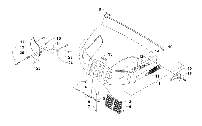 Parts Diagram for Arctic Cat 2015 PROWLER 500 HDX ATV HOOD AND HEADLIGHT ASSEMBLY
