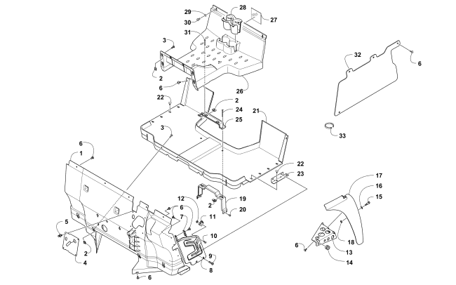 Parts Diagram for Arctic Cat 2015 PROWLER 500 HDX ATV CONSOLE AND FLOOR PANEL ASSEMBLY