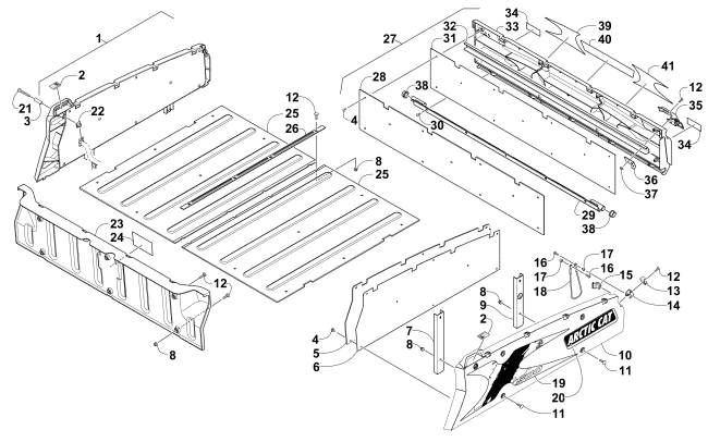 Parts Diagram for Arctic Cat 2015 PROWLER 500 HDX ATV CARGO BOX AND TAILGATE ASSEMBLY
