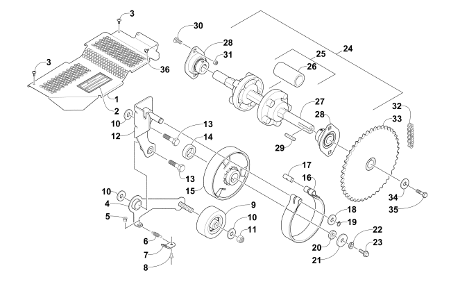 Parts Diagram for Arctic Cat 2014 ZR 120 SNOWMOBILE DRIVE TRAIN SHAFTS AND BRAKE ASSEMBLIES