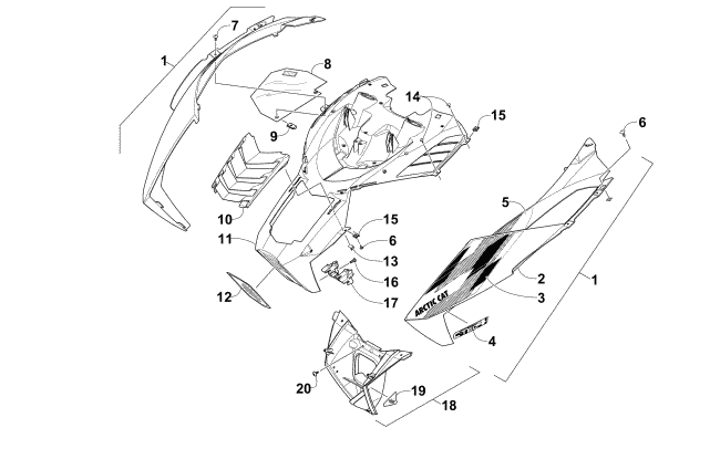 Parts Diagram for Arctic Cat 2015 M 7000 SNO PRO SNOWMOBILE HOOD ASSEMBLY