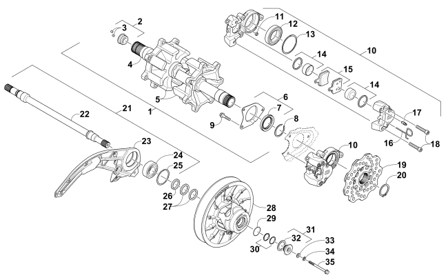 Parts Diagram for Arctic Cat 2015 M 7000 SNO PRO SNOWMOBILE DRIVE TRAIN SHAFTS AND BRAKE ASSEMBLIES