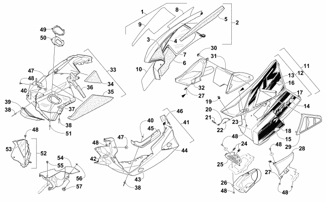 Parts Diagram for Arctic Cat 2015 ZR 9000 SNO PRO SNOWMOBILE SKID PLATE AND SIDE PANEL ASSEMBLY