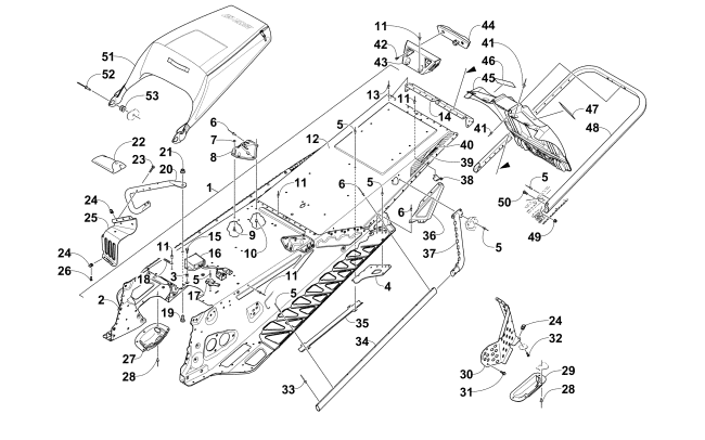 Parts Diagram for Arctic Cat 2015 ZR 9000 LXR SNOWMOBILE TUNNEL, REAR BUMPER, AND SNOWFLAP ASSEMBLY