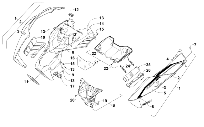 Parts Diagram for Arctic Cat 2015 ZR 9000 SNO PRO RR SNOWMOBILE HOOD AND AIR INTAKE ASSEMBLY