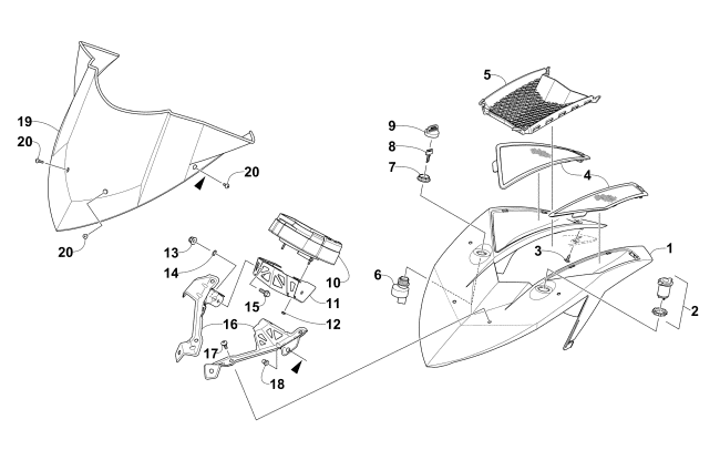 Parts Diagram for Arctic Cat 2015 ZR 9000 SNO PRO RR SNOWMOBILE WINDSHIELD AND INSTRUMENTS ASSEMBLIES