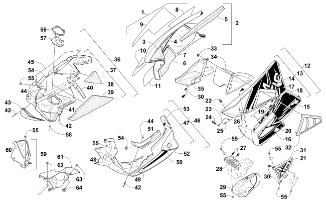 Parts Diagram for Arctic Cat 2015 ZR 9000 SNO PRO RR SNOWMOBILE SKID PLATE AND SIDE PANEL ASSEMBLY