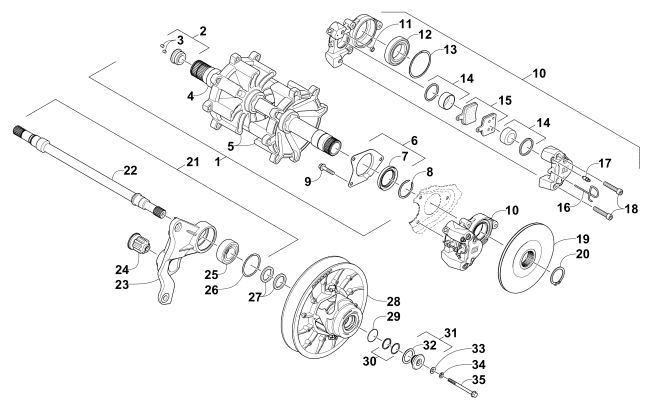 Parts Diagram for Arctic Cat 2015 XF 9000 CROSS-TOUR 141 SNOWMOBILE DRIVE TRAIN SHAFTS AND BRAKE ASSEMBLIES
