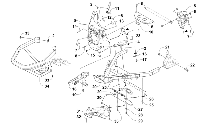 Parts Diagram for Arctic Cat 2015 M 9000 HCR 162 SNOWMOBILE FRONT BUMPER AND FRAME ASSEMBLY