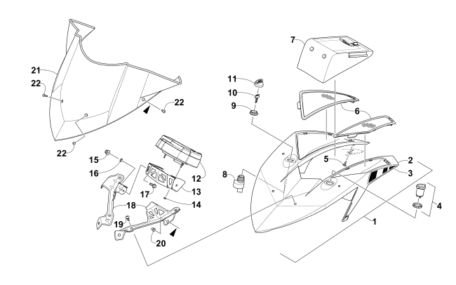 Parts Diagram for Arctic Cat 2015 XF 9000 CROSS-COUNTRY LTD 141 SNOWMOBILE WINDSHIELD AND INSTRUMENTS ASSEMBLIES