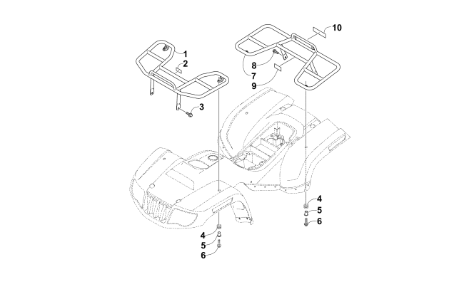 Parts Diagram for Arctic Cat 2015 90 2X4 UTILITY ATV FRONT AND REAR RACK ASSEMBLY