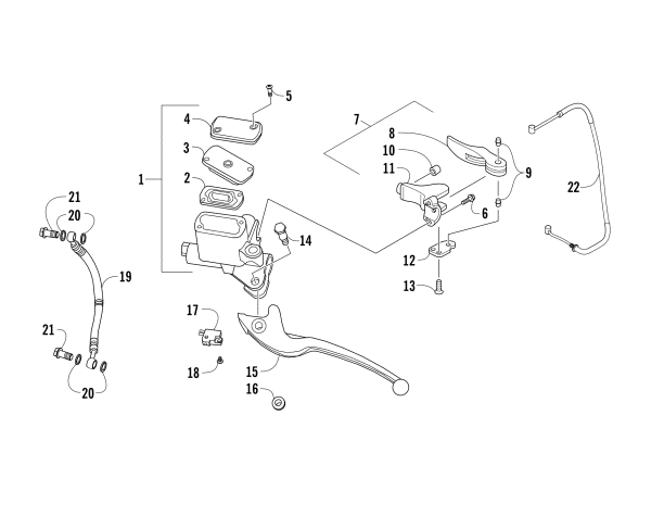 Parts Diagram for Arctic Cat 2017 ALTERRA 90 ATV HYDRAULIC HAND BRAKE ASSEMBLY