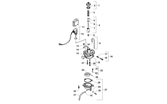 Parts Diagram for Arctic Cat 2008 90 DVX ATV CARBURETOR ASSEMBLY