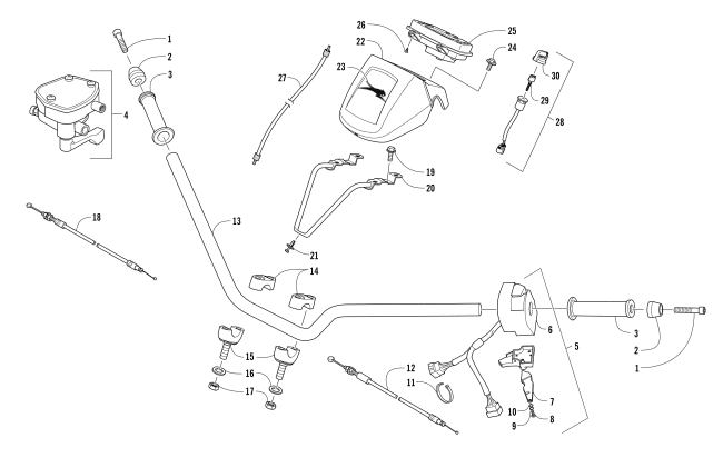 Parts Diagram for Arctic Cat 2016 300 2X4 UTILITY ATV HANDLEBAR, INSTRUMENT POD, AND CONTROL ASSEMBLIES