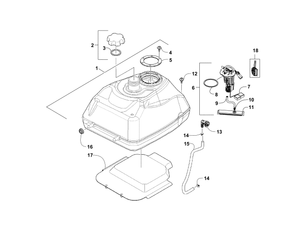 Parts Diagram for Arctic Cat 2015 450 ATV GAS TANK ASSEMBLY