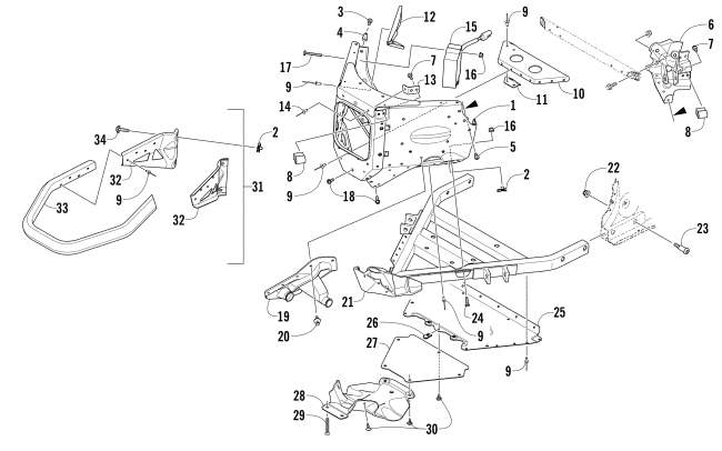 Parts Diagram for Arctic Cat 2017 ZR 6000 RR ES 137 EARLY BUILD SNOWMOBILE FRONT BUMPER AND FRAME ASSEMBLY