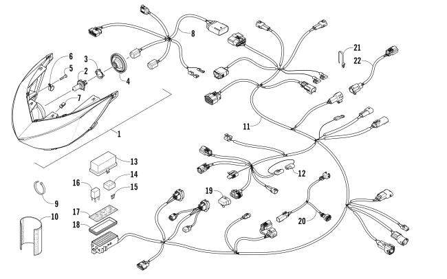 Parts Diagram for Arctic Cat 2016 M 6000 SNO PRO SNOWMOBILE HEADLIGHT AND WIRING ASSEMBLIES
