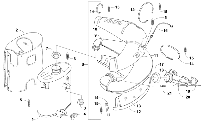 Parts Diagram for Arctic Cat 2016 M 6000 SNO PRO SNOWMOBILE EXHAUST ASSEMBLY