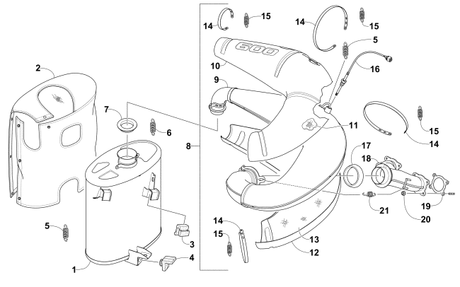 Parts Diagram for Arctic Cat 2017 ZR 6000 SNO PRO ES 129 SNOWMOBILE EXHAUST ASSEMBLY