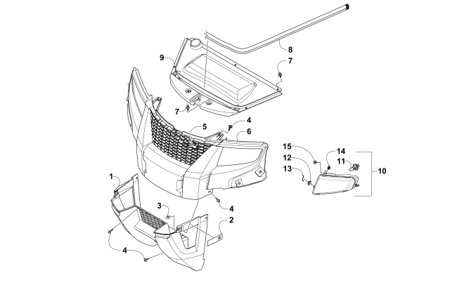 Parts Diagram for Arctic Cat 2016 PROWLER 700 XT EPS ATV GRILL AND HEADLIGHT ASSEMBLY