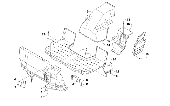 Parts Diagram for Arctic Cat 2015 PROWLER 550 XT ATV CONSOLE AND FLOOR PANEL ASSEMBLY