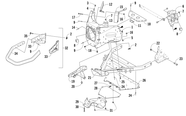 Parts Diagram for Arctic Cat 2017 XF 6000 HIGH COUNTRY 141 SNOWMOBILE FRONT BUMPER AND FRAME ASSEMBLY