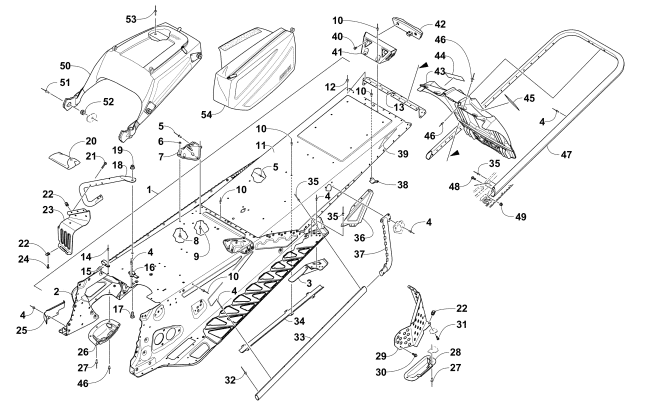 Parts Diagram for Arctic Cat 2016 XF 6000 CROSSTREK EARLY BUILD SNOWMOBILE TUNNEL, REAR BUMPER, AND SNOWFLAP ASSEMBLY