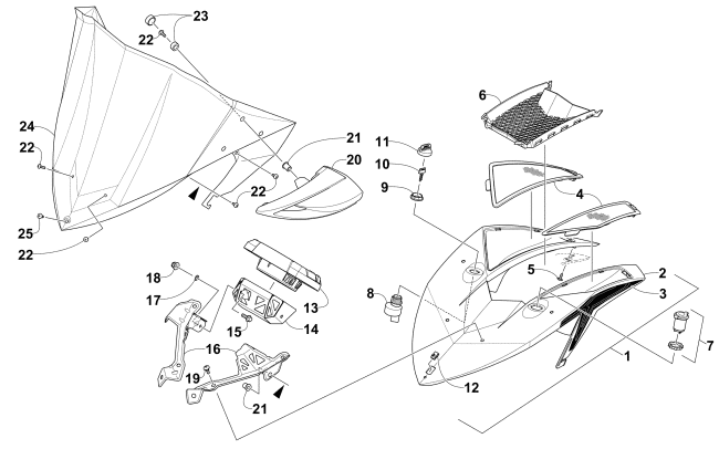 Parts Diagram for Arctic Cat 2016 XF 6000 CROSSTREK ES 137 SNOWMOBILE WINDSHIELD AND INSTRUMENTS ASSEMBLIES