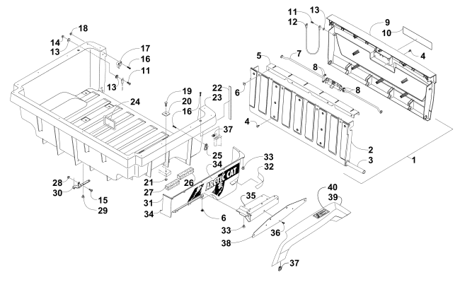 Parts Diagram for Arctic Cat 2015 PROWLER 700 XT ATV CARGO BOX AND TAILGATE ASSEMBLY