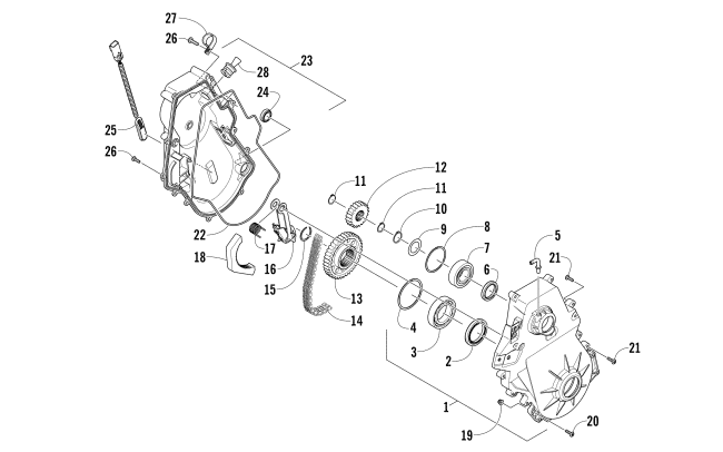 Parts Diagram for Arctic Cat 2016 XF 6000 CROSSTREK EARLY BUILD SNOWMOBILE CHAIN CASE ASSEMBLY