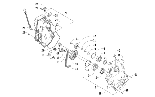 Parts Diagram for Arctic Cat 2016 M 6000 SNO PRO 141 ES EARLY BUILD SNOWMOBILE CHAIN CASE ASSEMBLY