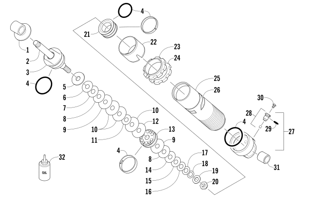 Parts Diagram for Arctic Cat 2016 M 6000 141 SNOWMOBILE REAR SUSPENSION FRONT ARM SHOCK ABSORBER