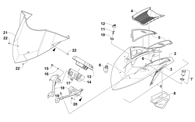 Parts Diagram for Arctic Cat 2016 M 6000 SNO PRO 141 ES EARLY BUILD SNOWMOBILE WINDSHIELD AND INSTRUMENTS ASSEMBLIES