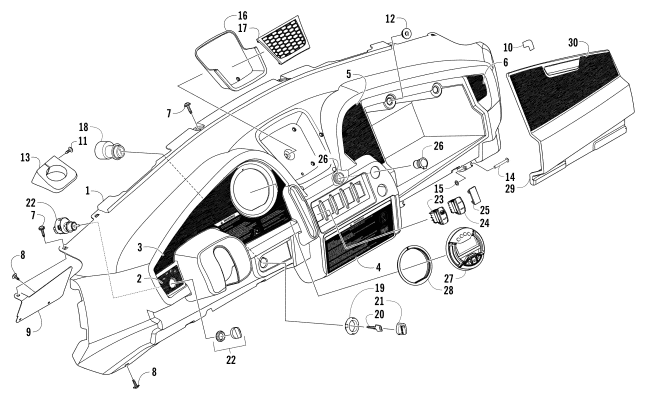 Parts Diagram for Arctic Cat 2016 PROWLER 1000 XT ATV DASH ASSEMBLY
