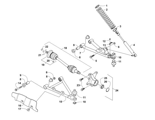 Parts Diagram for Arctic Cat 2017 PROWLER 700 XT ATV FRONT SUSPENSION ASSEMBLY
