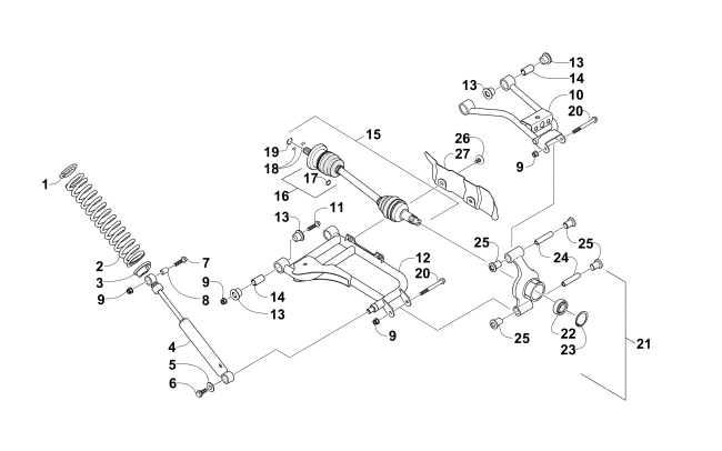 Parts Diagram for Arctic Cat 2015 PROWLER 550 XT ATV REAR SUSPENSION ASSEMBLY