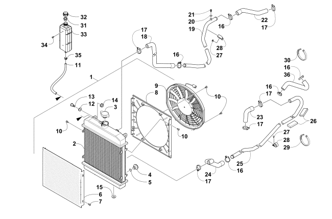 Parts Diagram for Arctic Cat 2015 PROWLER 550 XT ATV COOLING ASSEMBLY