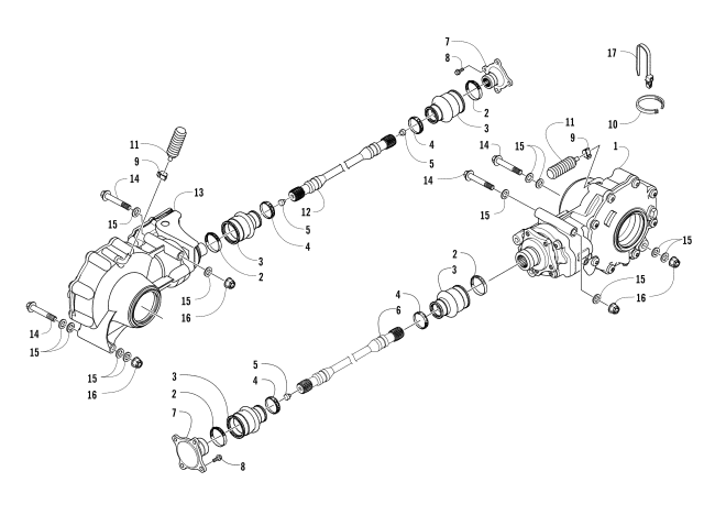 Parts Diagram for Arctic Cat 2015 PROWLER 700 XT ATV DRIVE TRAIN ASSEMBLY