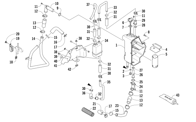 Parts Diagram for Arctic Cat 2017 ZR 7000 LXR 129 SNOWMOBILE OIL TANK ASSEMBLY
