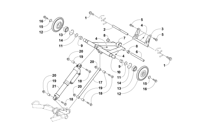 Parts Diagram for Arctic Cat 2016 M 8000 LTD 162 SNOWMOBILE REAR SUSPENSION REAR ARM ASSEMBLY