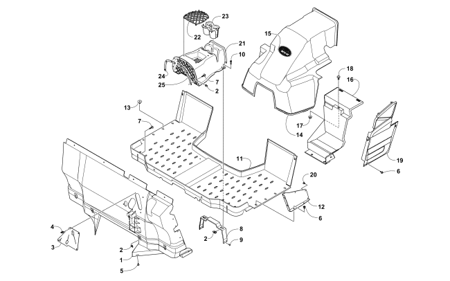 Parts Diagram for Arctic Cat 2015 PROWLER 1000 XT ATV CONSOLE AND FLOOR PANEL ASSEMBLY