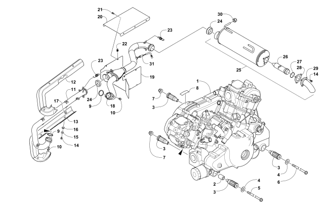 Parts Diagram for Arctic Cat 2016 PROWLER 1000 XT ATV ENGINE AND EXHAUST