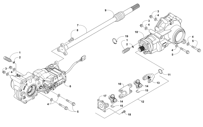 Parts Diagram for Arctic Cat 2015 PROWLER 1000 XT ATV DRIVE TRAIN ASSEMBLY