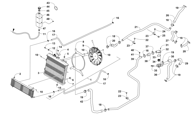 Parts Diagram for Arctic Cat 2015 PROWLER 1000 XT ATV COOLING ASSEMBLY