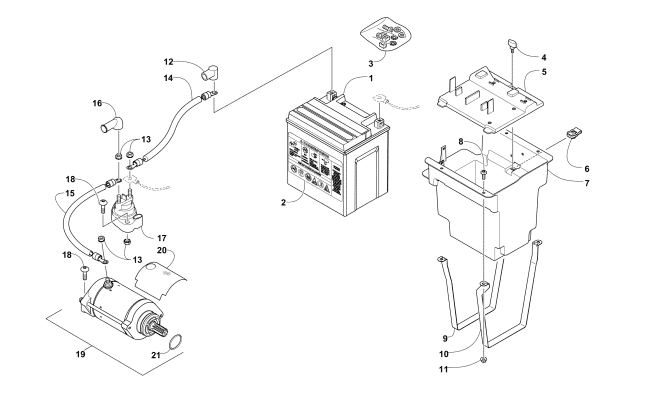 Parts Diagram for Arctic Cat 2015 PROWLER 1000 XT ATV BATTERY AND STARTER MOTOR ASSEMBLY