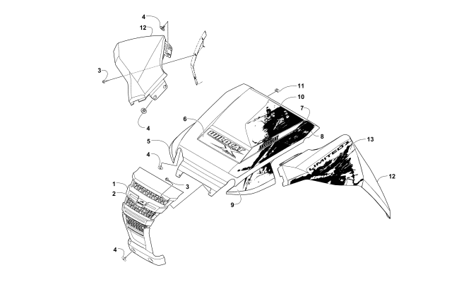 Parts Diagram for Arctic Cat 2015 WILDCAT 4X LTD ATV FRONT PANEL ASSEMBLY