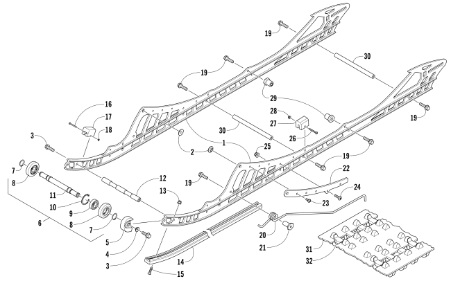 Parts Diagram for Arctic Cat 2016 M 9000 LTD 162 SNOWMOBILE SLIDE RAIL AND TRACK ASSEMBLY