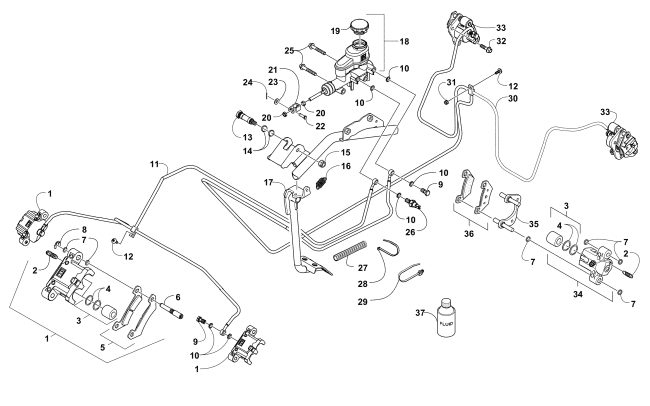 Parts Diagram for Arctic Cat 2014 WILDCAT 4 ATV HYDRAULIC BRAKE ASSEMBLY