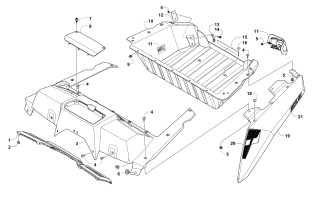 Parts Diagram for Arctic Cat 2015 WILDCAT 4X LTD ATV CARGO BOX AND TAILLIGHT ASSEMBLY